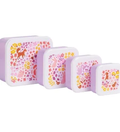 A Little Lovely Company Madkassesæt - 4 stk - Flower Garden