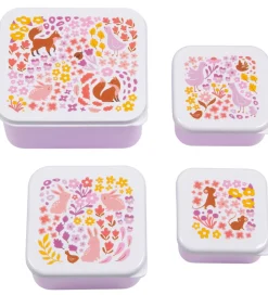 A Little Lovely Company Madkassesæt - 4 stk - Flower Garden