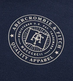 Abercrombie & Fitch Hættetrøje - Navy Blazer m. Print