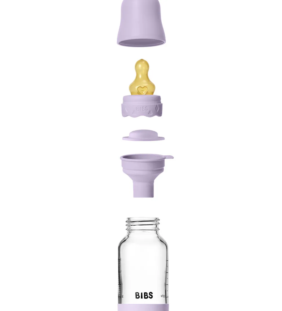 BIBS Boheme Sutteflaske - 120 ml - Glas/Naturgummi - Violet Sky
