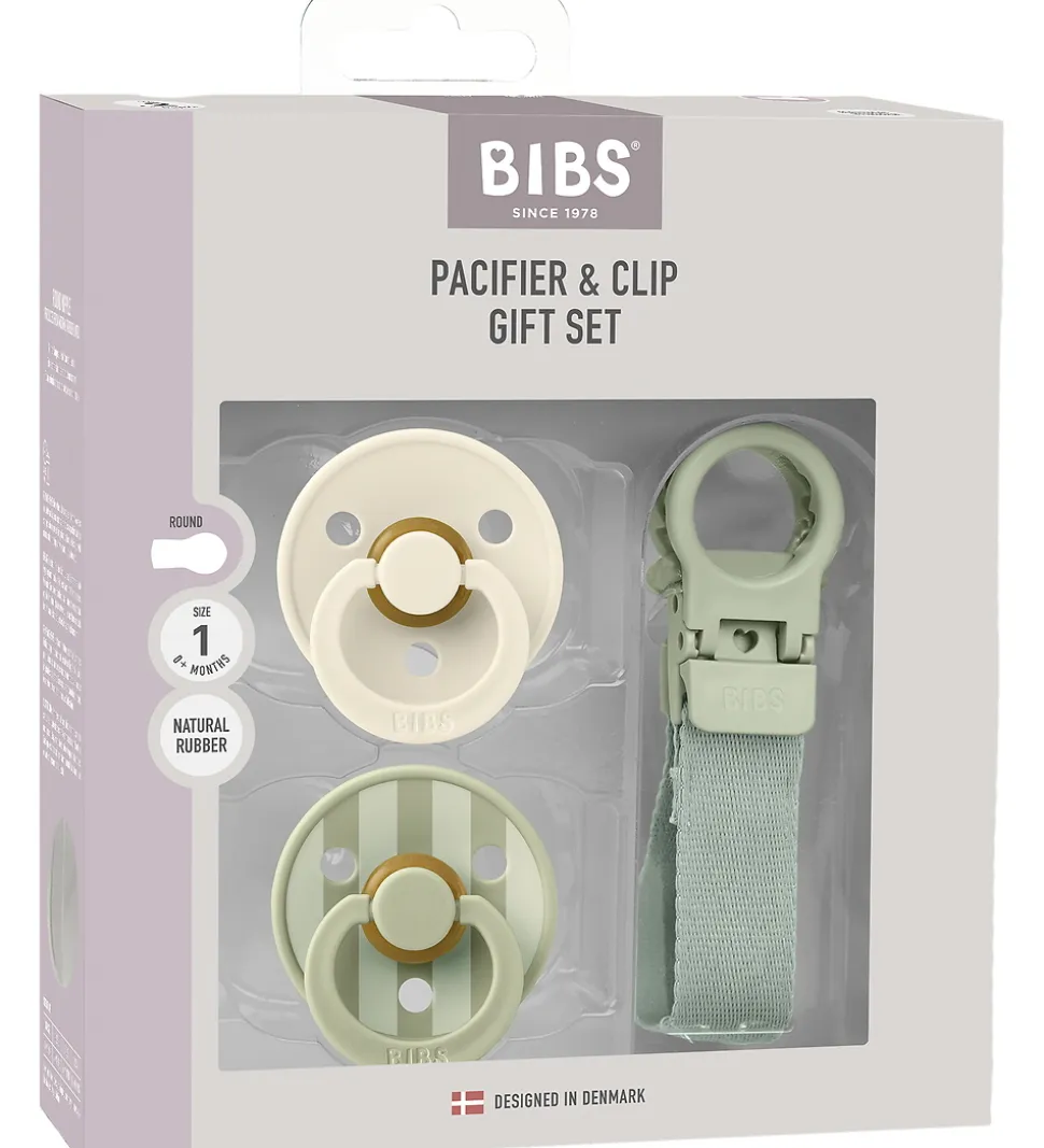 BIBS Colour Gavesæt - Sutter/Suttesnor - Str. 1 - Sage