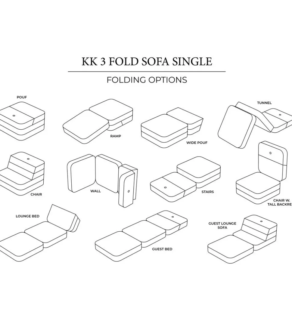 by KlipKlap Foldesofa - 3 Fold Single - 70 cm - Soft Rose/Rose