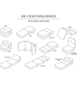 by KlipKlap Foldesofa - 3 Fold Single - 70 cm - Brown/Sand