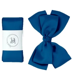 By Stær Dåbsbånd m. Sløjfe - Satin - Double Bow - Navy