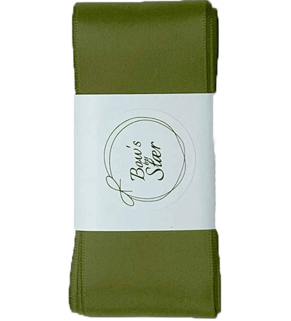 By Stær Dåbsbånd m. Sløjfe - Satin - Double Bow - Moss