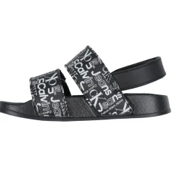 Calvin Klein Badesandaler - Velcro - Sort m. Hvid