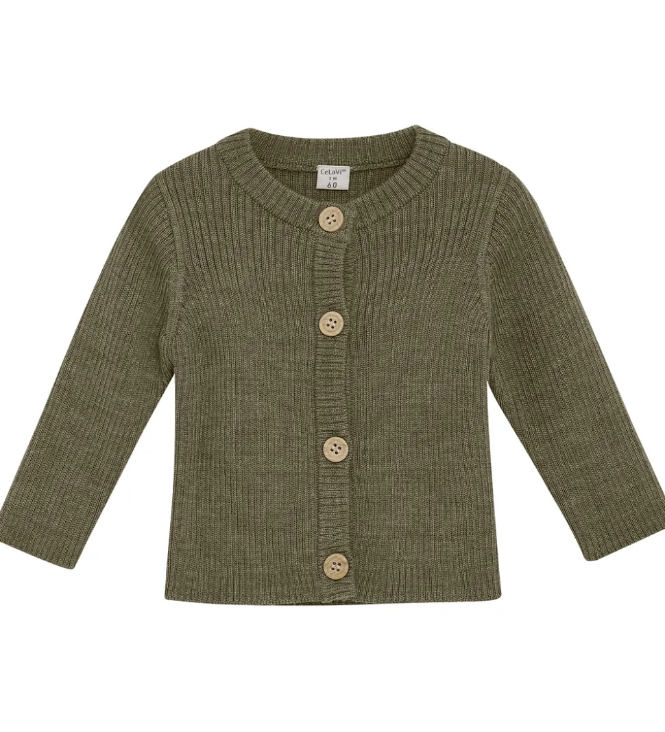 CeLaVi Cardigan - Uld - Dusky Green