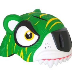 Crazy Safety Cykelhjelm m. Lys - Tiger - Grøn