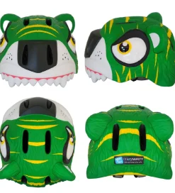 Crazy Safety Cykelhjelm m. Lys - Tiger - Grøn