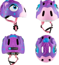 Crazy Safety Cykelhjelm m. Lys - Hest - Lilla