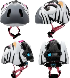 Crazy Safety Cykelhjelm m. Lys - Zebra - Sort/Hvid