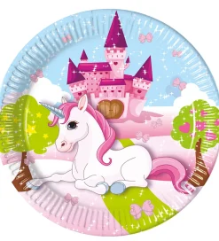 Decorata Party Paptallerkner - 8-pak - 19,5 cm - Unicorn