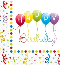 Decorata Party Servietter - 20-pak - 33x33 cm - Happy Birthday S