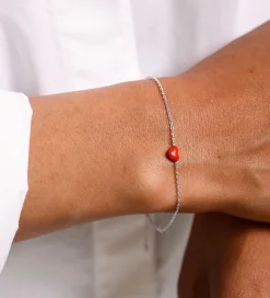 Design Letters Armbånd - Little Big Love - Sølv/Rød