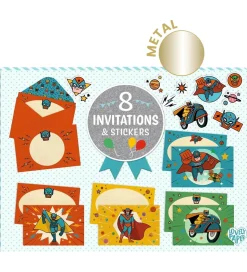 Djeco Invitationer - 8 stk. - Superhelte