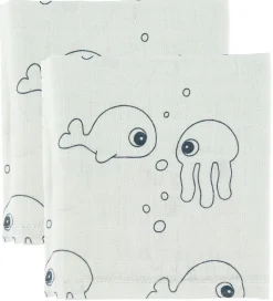 Done By Deer Babysvøb - 120x120 - 2 stk - Sea Friends - Blå