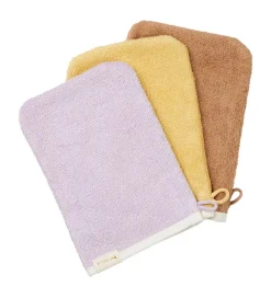 Fabelab Badehandske - 3-pak - Lilac/Pale Yellow/Caramel