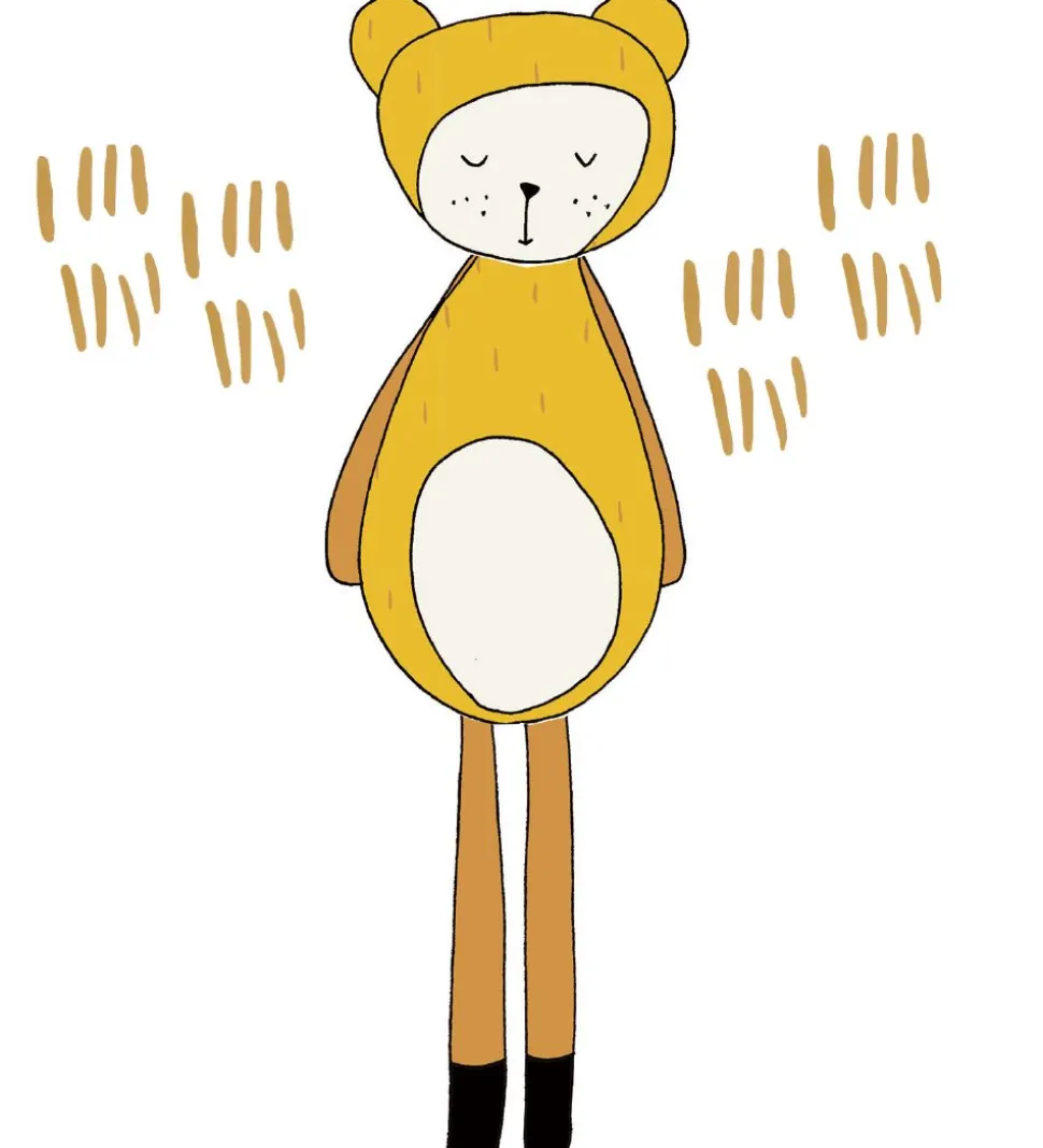 Fabelab Wallstickers - Dreamy Friend Bear - Gul m. Bjørn