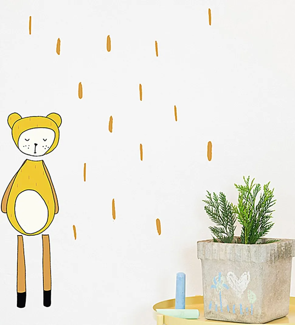 Fabelab Wallstickers - Dreamy Friend Bear - Gul m. Bjørn