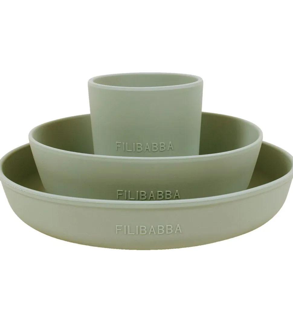 Filibabba Spisesæt - Silikone - 3 dele - Green