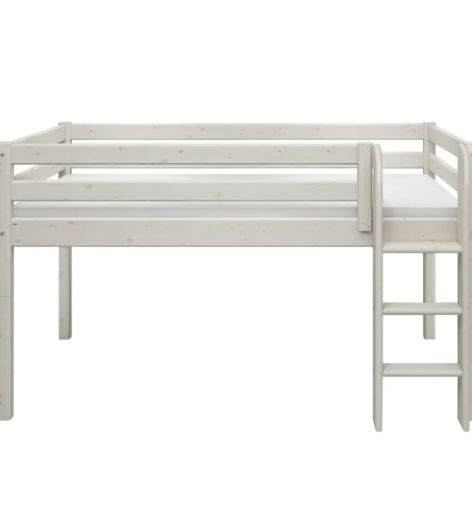 Flexa Halvhøj Seng m. Lige Stige - Classic - 210x110x120 cm - Hv