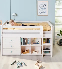 Flexa Halvhøj Seng m. Lige Stige - Classic - 210x110x120 cm - Hv