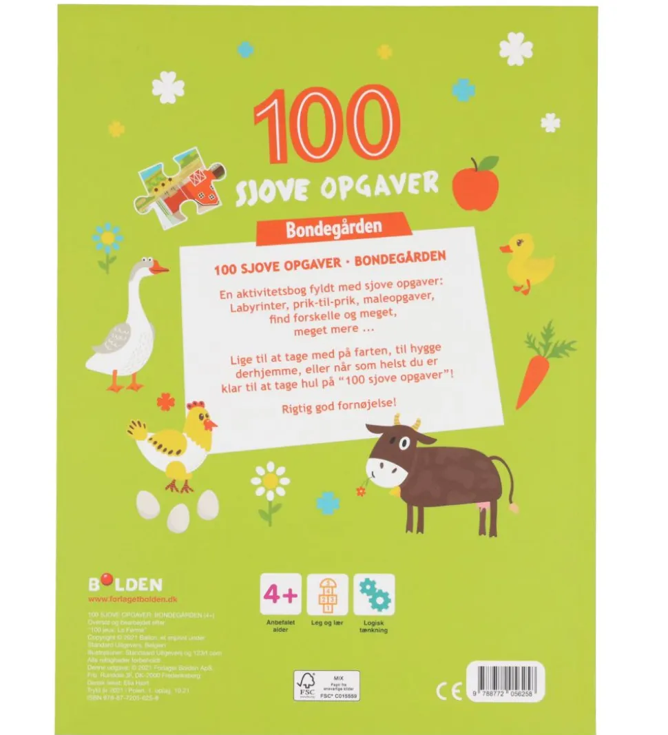 Forlaget Bolden Bog - 100 Sjove Opgaver: Bondegården - Dansk