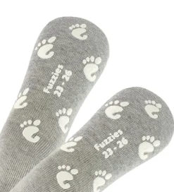 Fuzzies Strømper m. Antiskrid - Gråmeleret