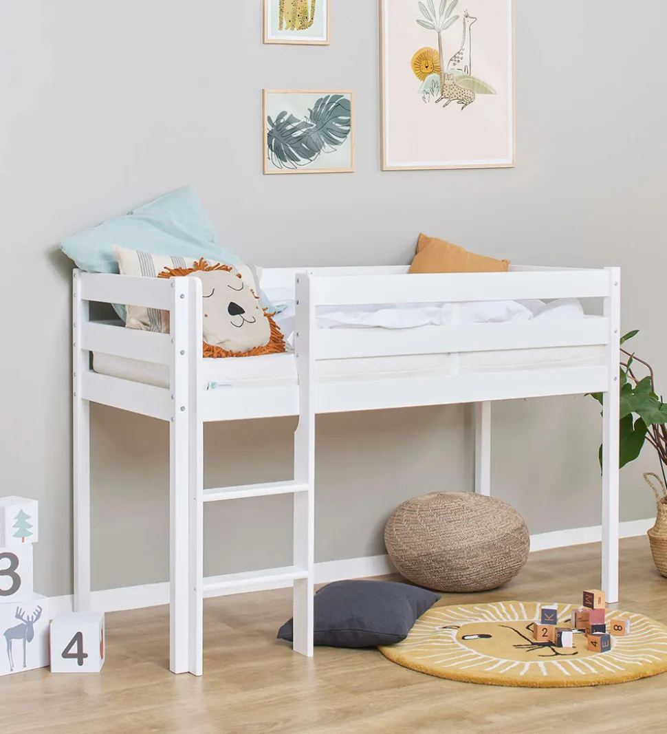 Hoppekids Seng - Halvhøj - ECO Comfort - 166x76x114 cm - Hvid