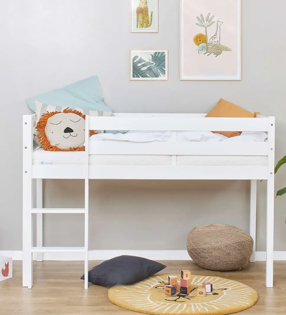 Hoppekids Seng - Halvhøj - ECO Comfort - 166x76x114 cm - Hvid