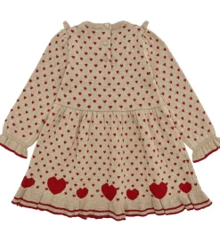 Hust and Claire Kjole - Strik - HCKarina - Biscuit/Rød m. Hjerte