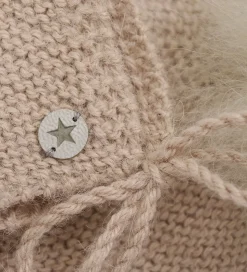 Huttelihut Babyhjelm m. Kvast - Alpakauld - Strik - Mahogany Ros