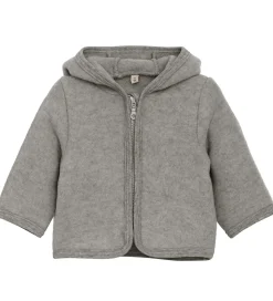 Huttelihut Fleecejakke - Uldfleece - Medium Grey Melange m. Ører
