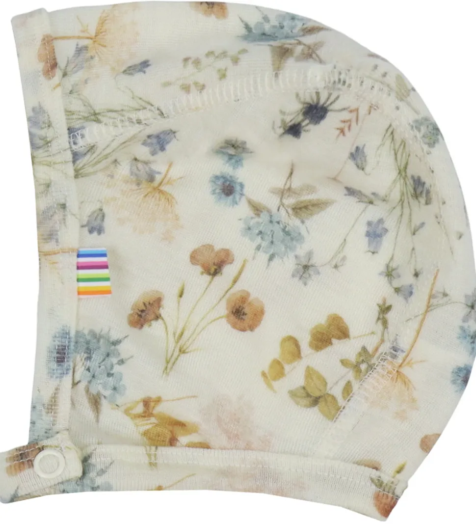 Joha Babyhjelm - Uld - Off White m. Blomster