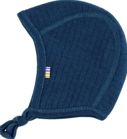 Joha Babyhjelm - Uld - Rib - 2-lags - Mørk Turkis