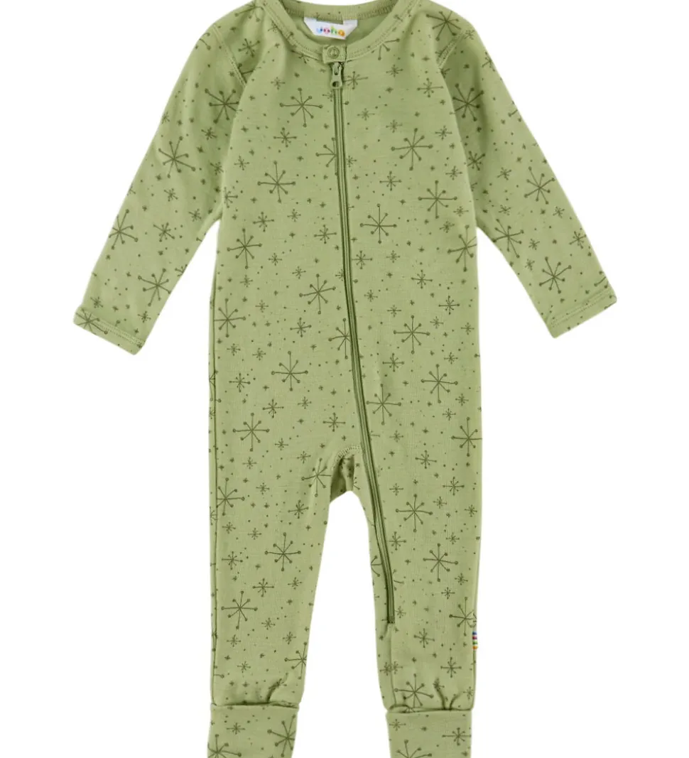 Joha Heldragt m. Fødder - Uld - Lys Olive m. Stjerner