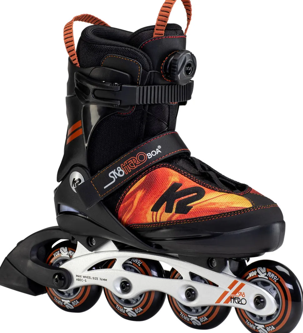 K2 Rulleskøjter - Hero Boa Alu - Sort/Rød/Orange - Inliner