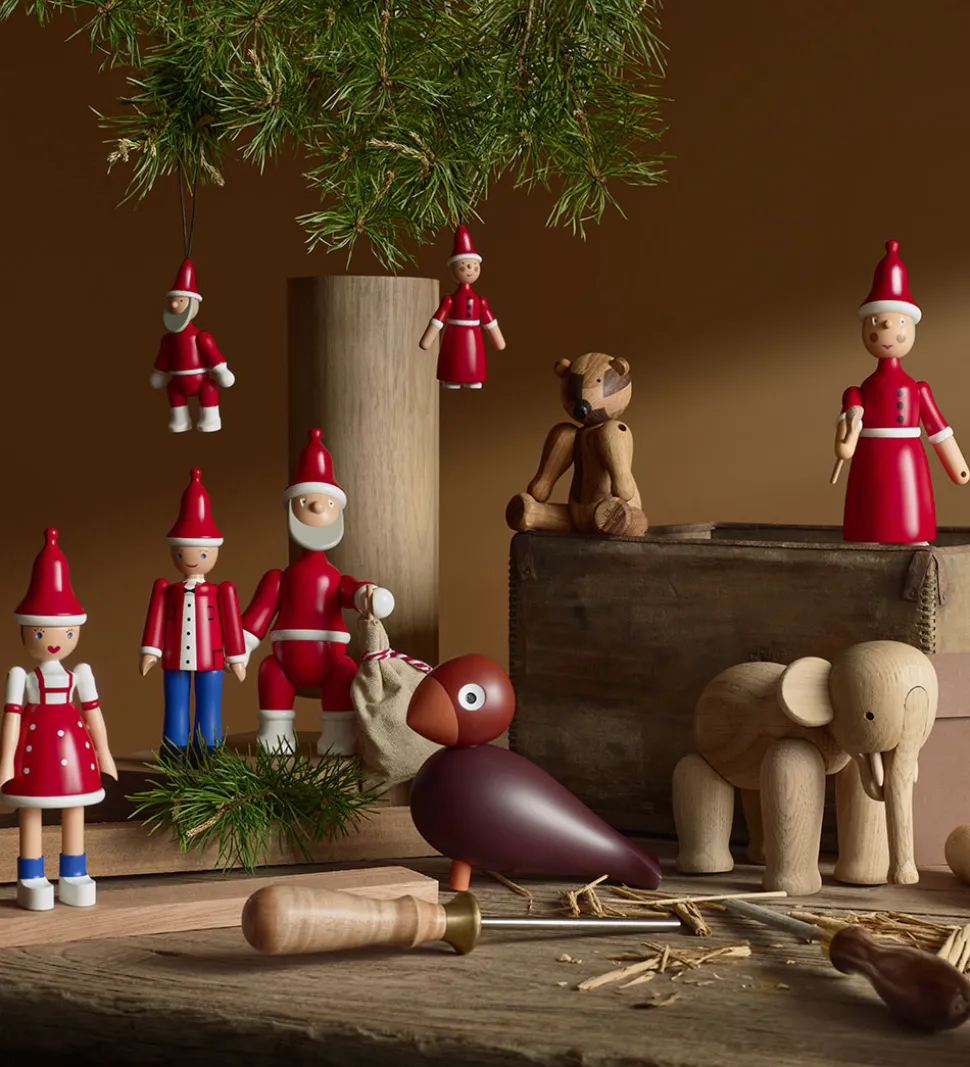 Kay Bojesen træfigur - Jule Ole 17,5 cm - Rød/Blå/Hvid