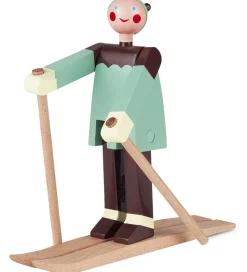 Kay Bojesen Træfigur - Skiløber Boje - Dreng 16 cm - Grøn