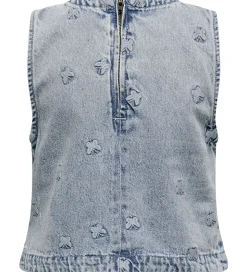 Kids Only Top - KogFreja - Lyseblå Denim/Sommerfugl