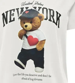Kids Only T-shirt - KogLina - Bear O-Neck Top - Cloud Dancer/New