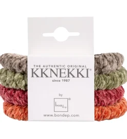 Kknekki Hårelastikker - 4-pak - Velour - Grøn/Orange/Brun