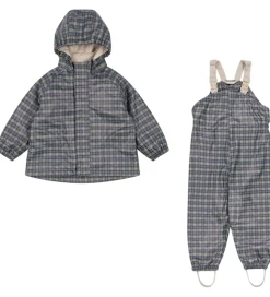 Konges Sløjd Regntøj m. Seler/Fleece - Palme - Laurel Blue Check