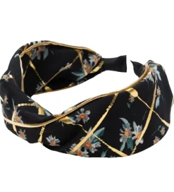 Little Wonders Hårbøjle - Lilje - Sort Blomstret/Guld