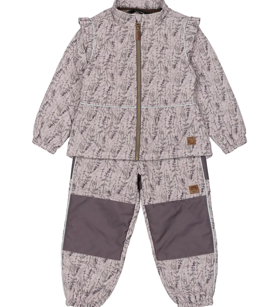 Mikk-Line Termotøj - Cloud Gray m. Blomster/Flæser