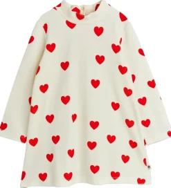 Mini Rodini Kjole - Velour - Hearts - Hvid