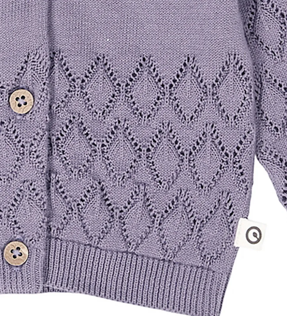 Müsli Cardigan - Strik - Leaf - Lilac Fog m. Hulmønster