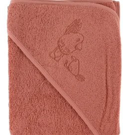 Nørgaard Madsens Babyhåndklæde - 100x100 cm - Dusty Red m. Fugl