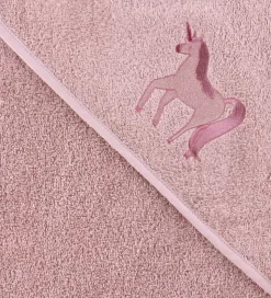 Nørgaard Madsens Babyhåndklæde - 75x75 cm - Rosa m. Enhjørning