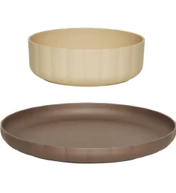 OYOY Spisesæt - Bioplast - 2 dele - Pullo - Taupe/Vanilla